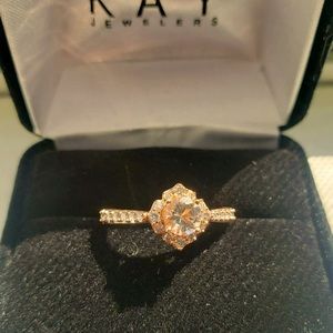 Morganite Ring 1/3 ct tw Diamond 14K Rose Gold